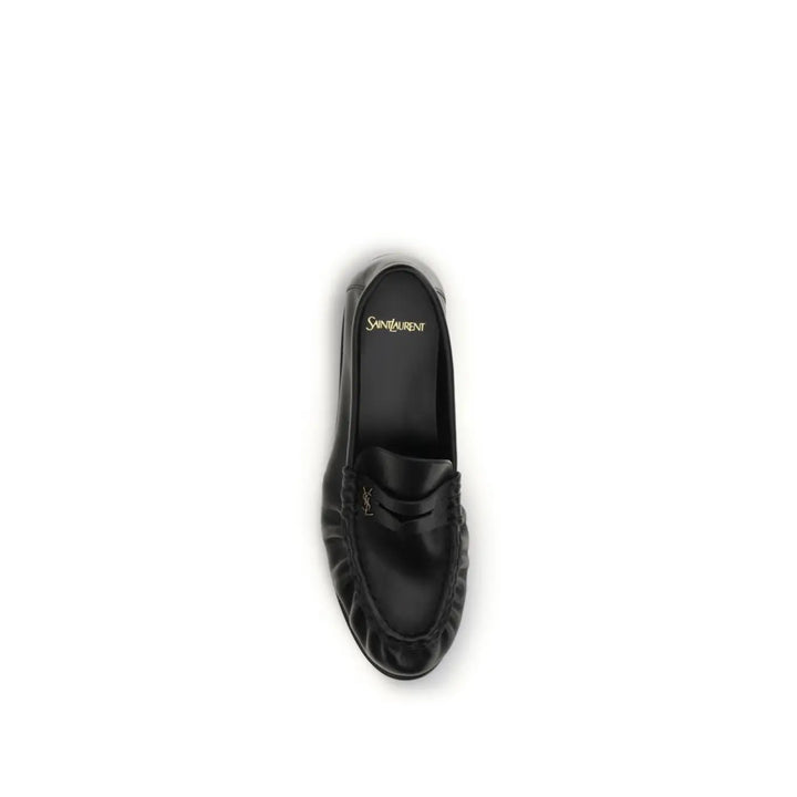 Saint Laurent Black Calf Leather Bos Taurus Slip-on Loafers
