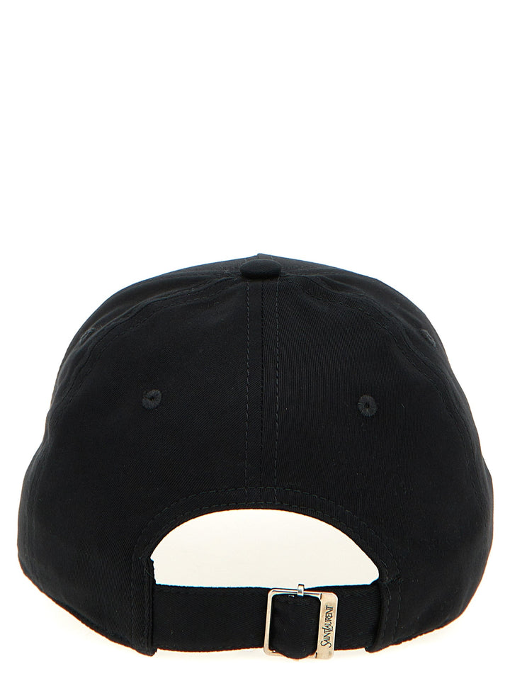 Saint Laurent Black Cotton Cap (baseball Hat)