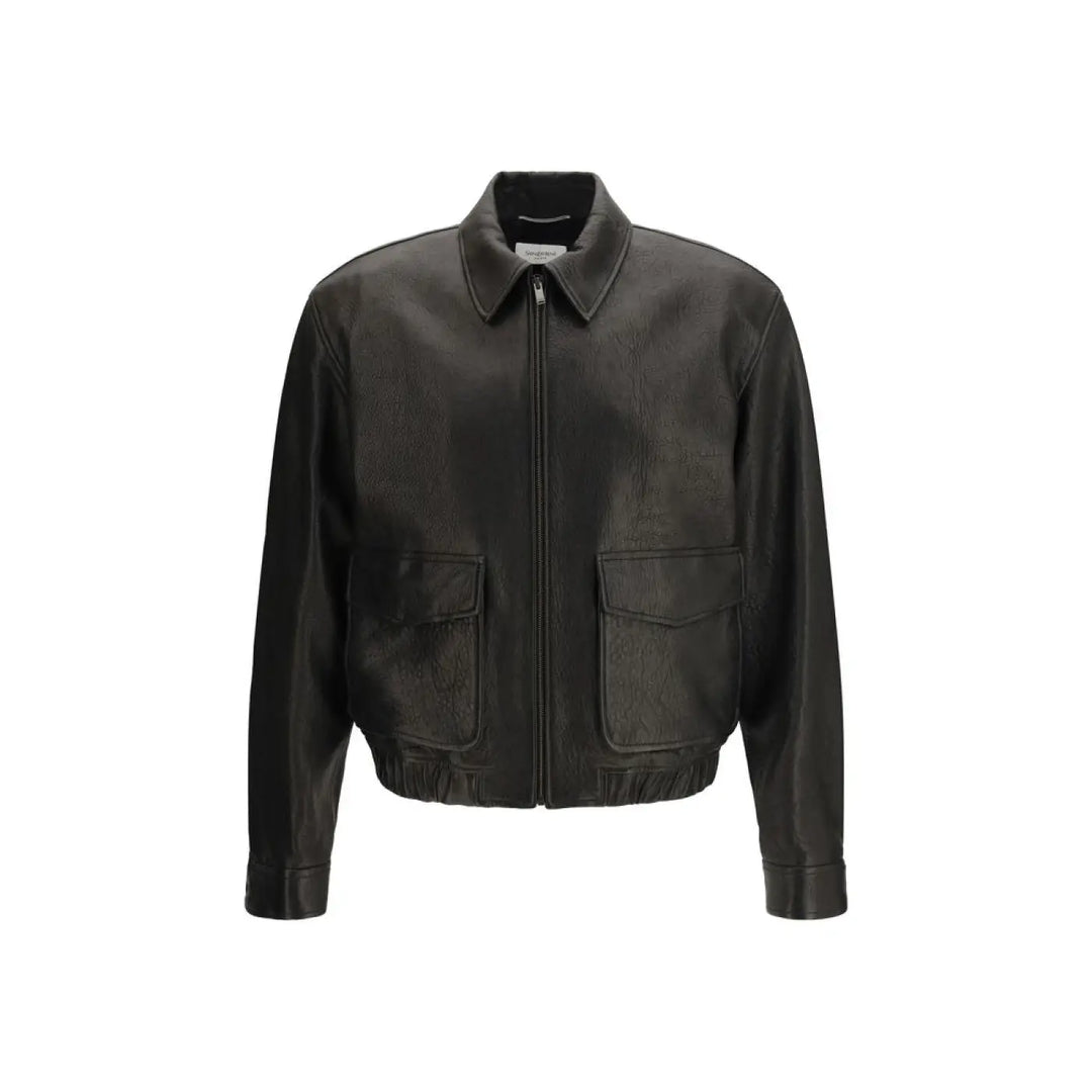 Saint Laurent Black Lamb Ovis Aries Leather Jacket
