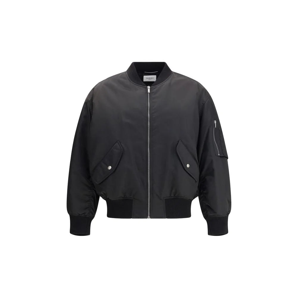 Saint Laurent Black Polyamide Bomber