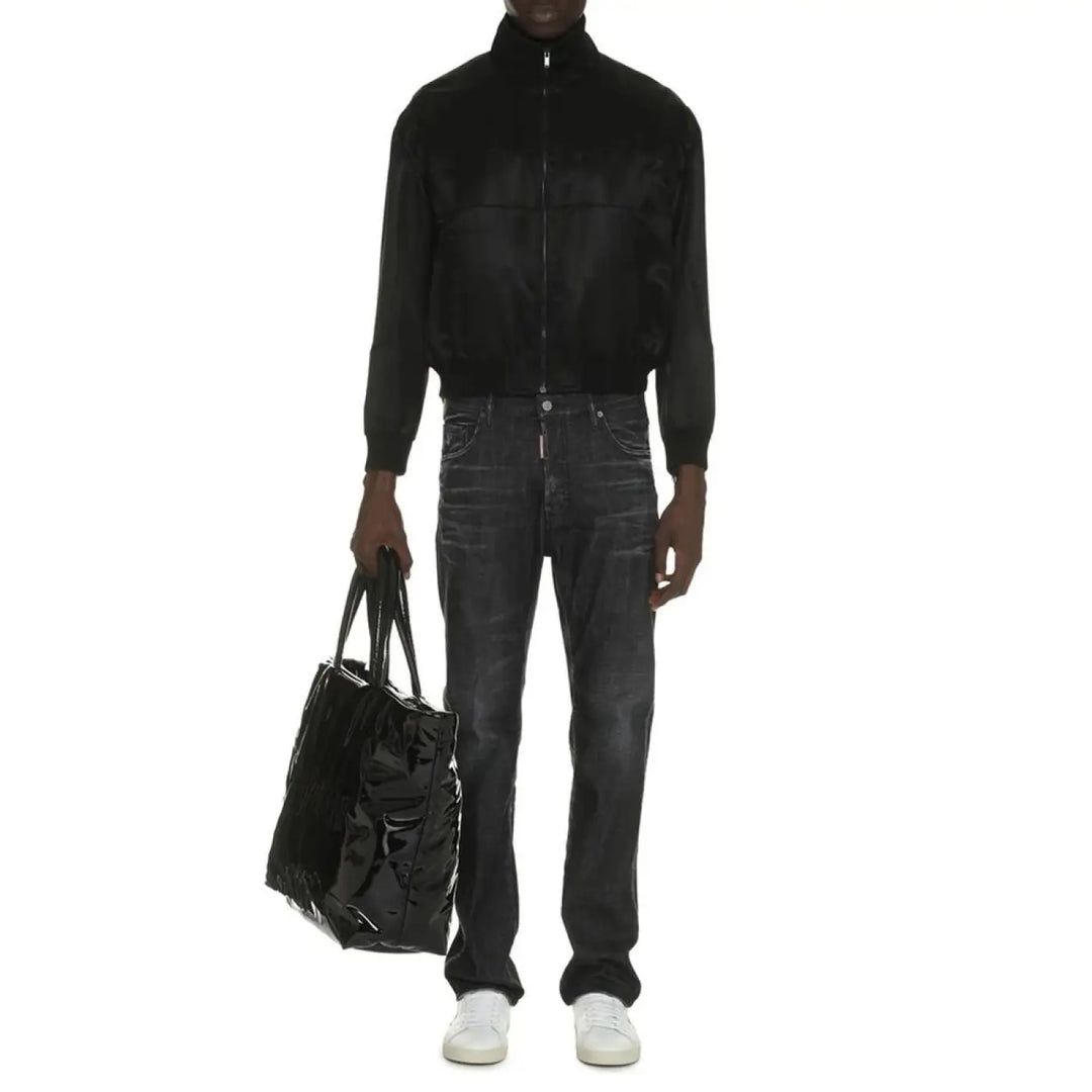 Saint Laurent Black Silk Bomber