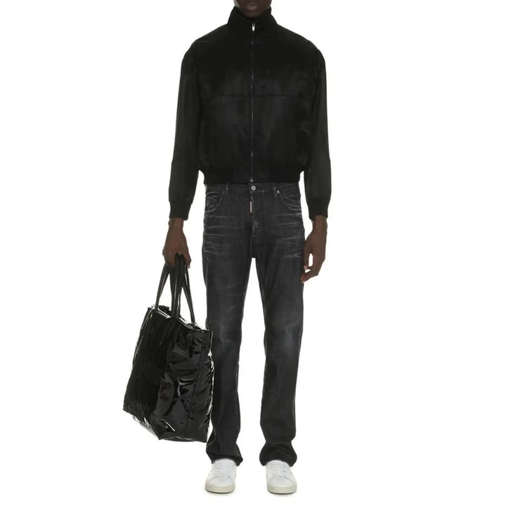 Saint Laurent Black Silk Bomber