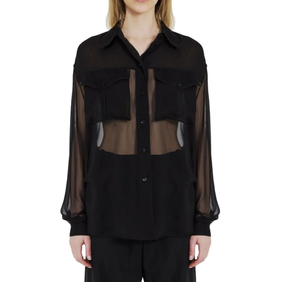 Saint Laurent Black Silk Dress Shirt