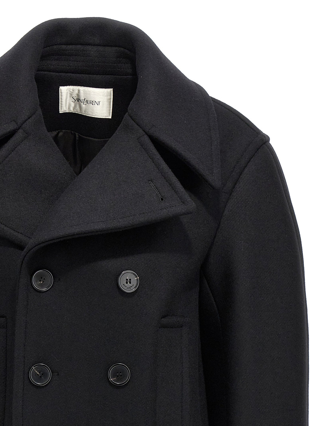 Saint Laurent Black Virgin Wool Coat