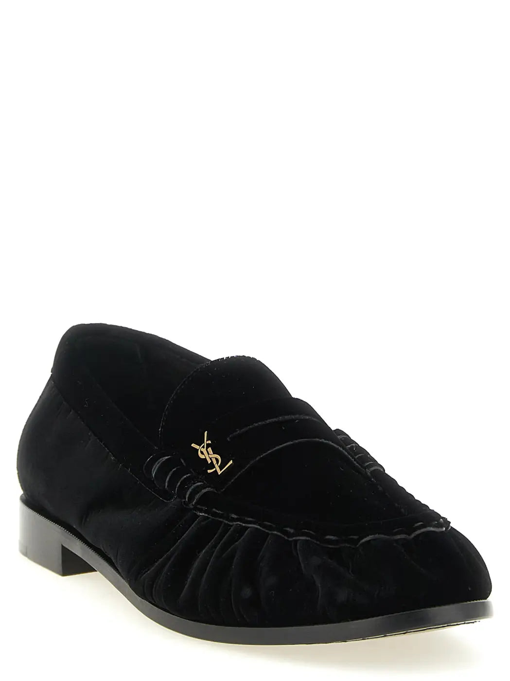 Saint Laurent Black Viscose Slip-on Loafers
