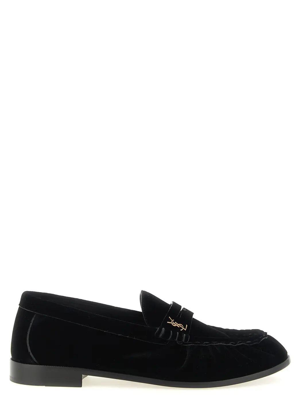 Saint Laurent Black Viscose Slip-on Loafers