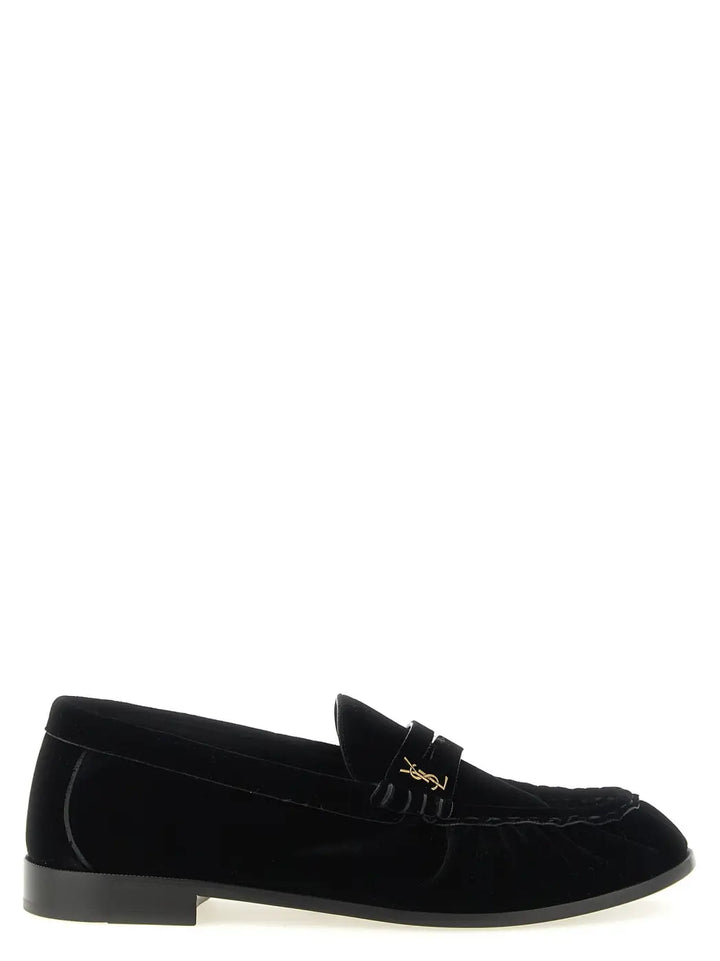 Saint Laurent Black Viscose Slip-on Loafers