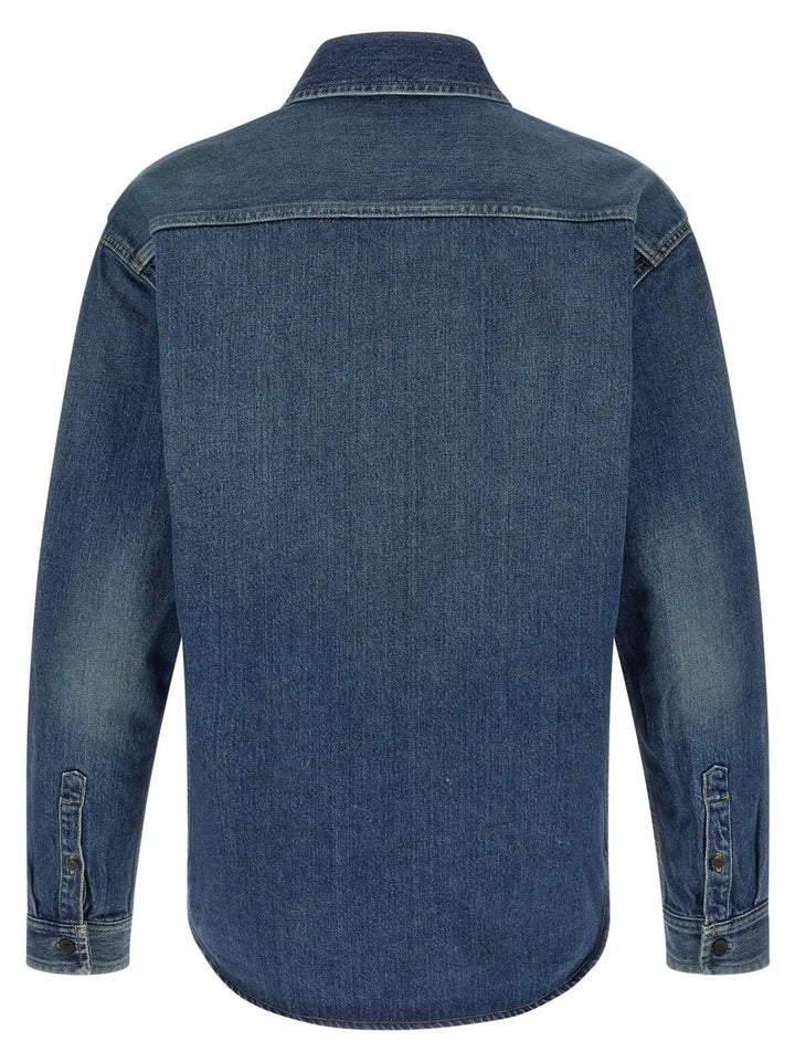 Saint Laurent Blue Cotton Blouse