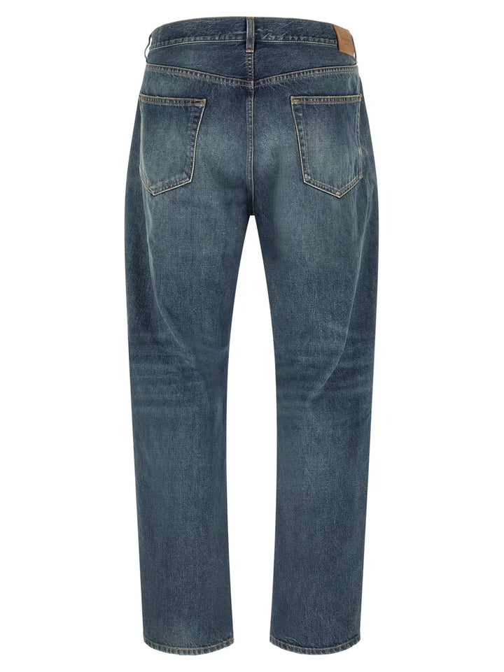 Saint Laurent Blue Cotton Straight-leg Jeans