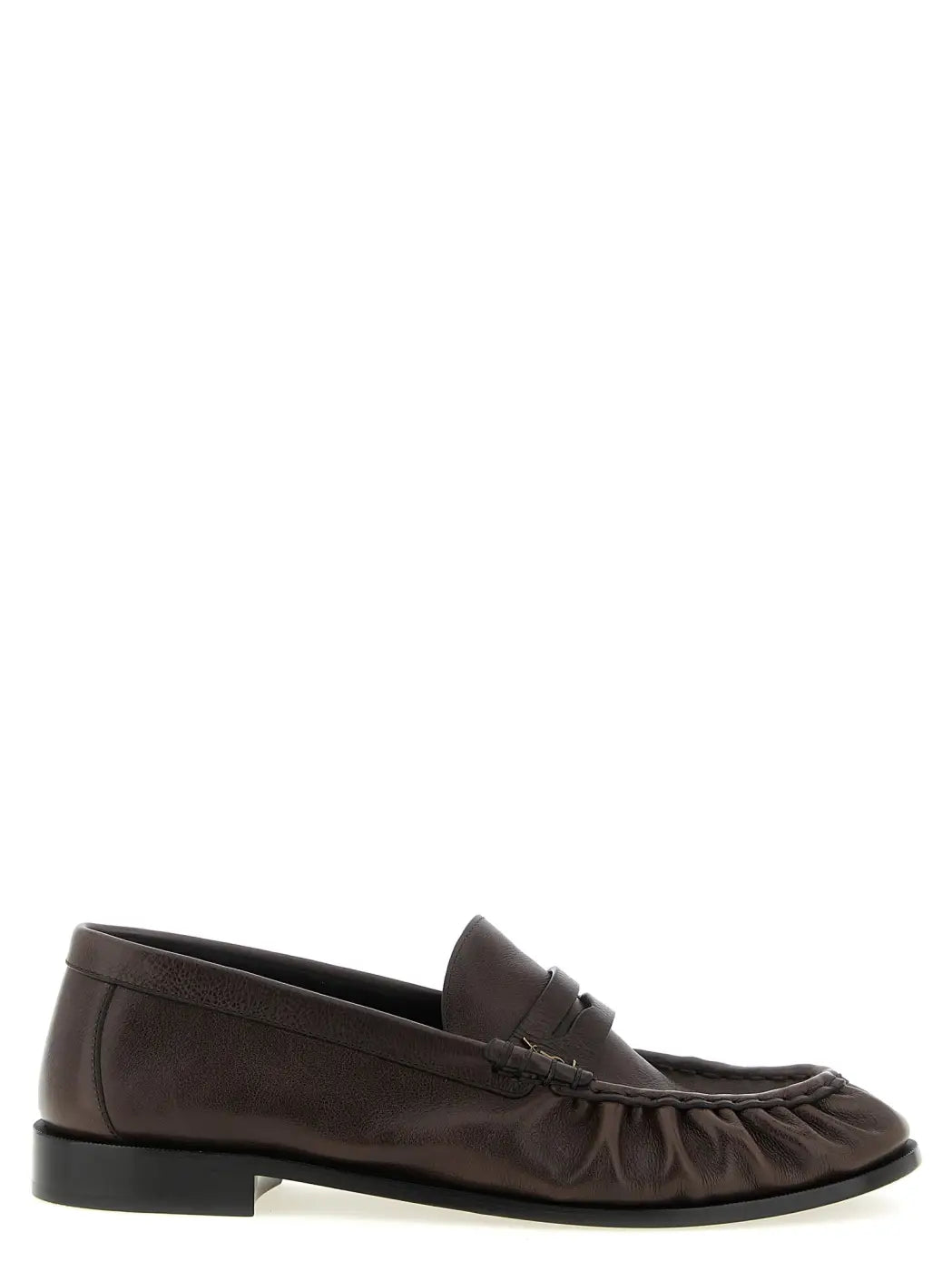 Saint Laurent Brown Calfskin Slip-on Loafers