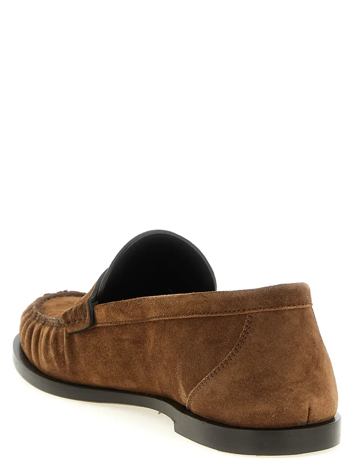 Saint Laurent Brown Calfskin Slip-on Loafers