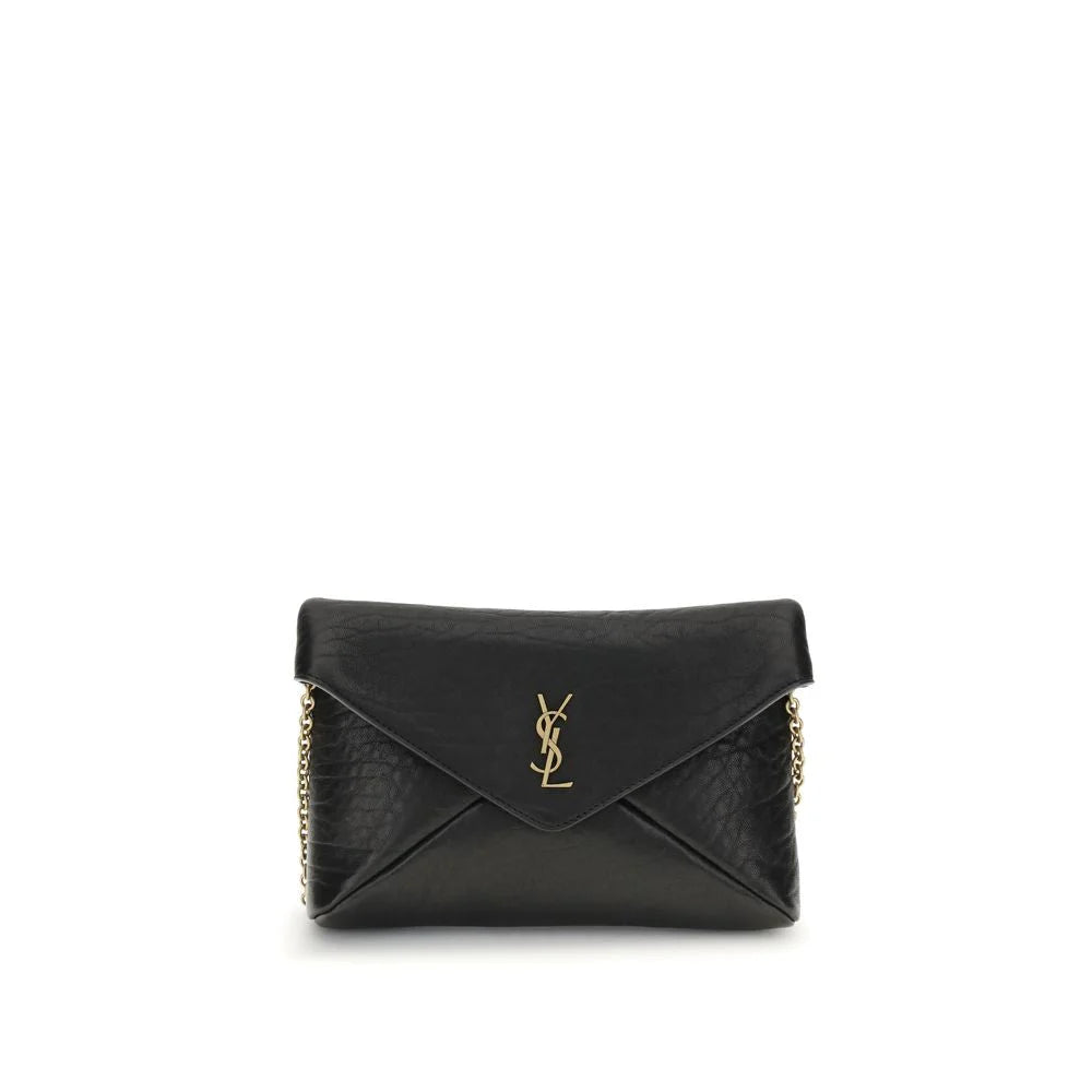 Saint Laurent Cassandre Chain Clutch Bag in Soft Lambskin
