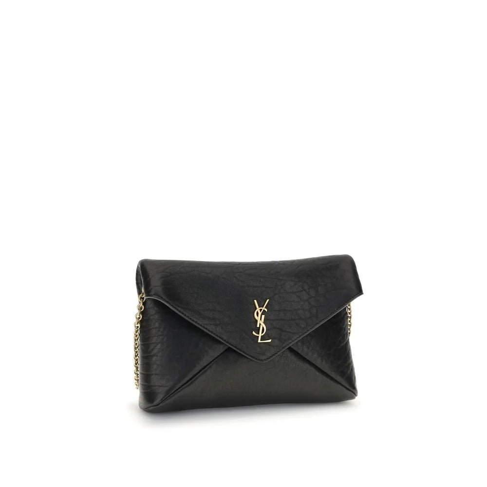 Saint Laurent Cassandre Chain Clutch Bag in Soft Lambskin