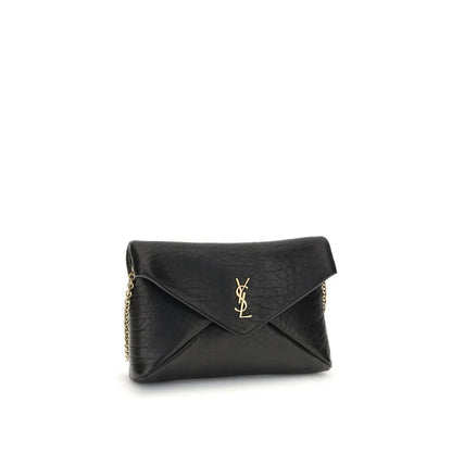 Saint Laurent Cassandre Chain Clutch Bag in Soft Lambskin