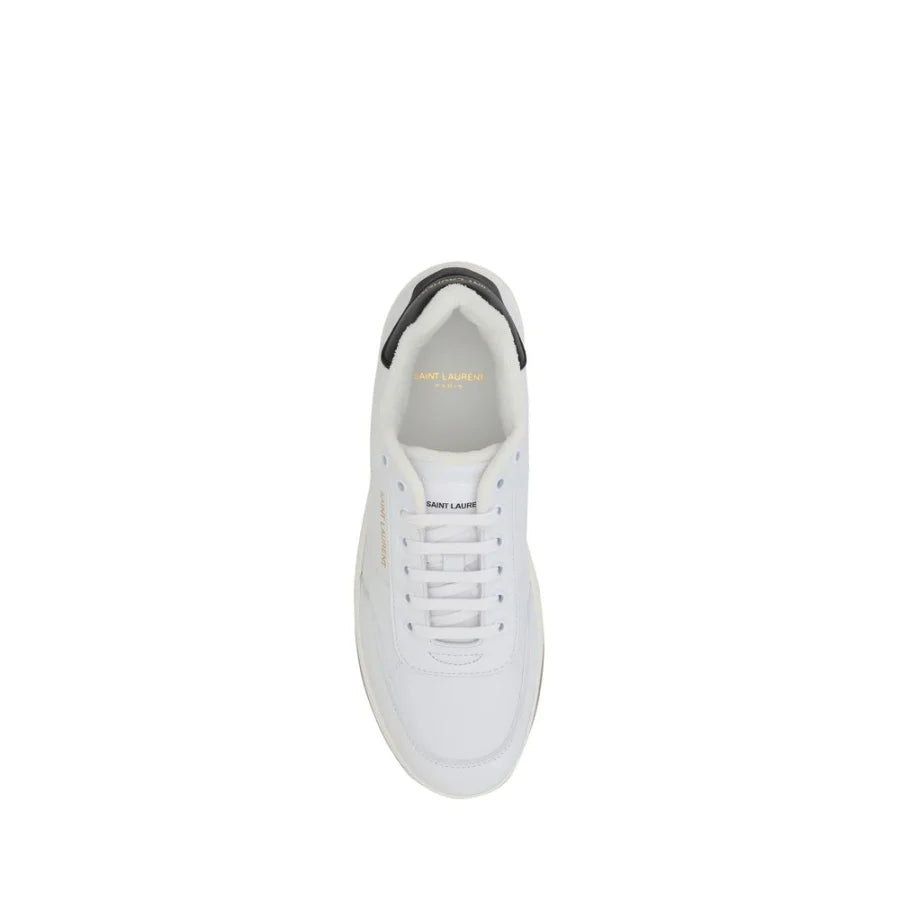 Saint Laurent White Calf Leather Bos Taurus Low Top Sneakers