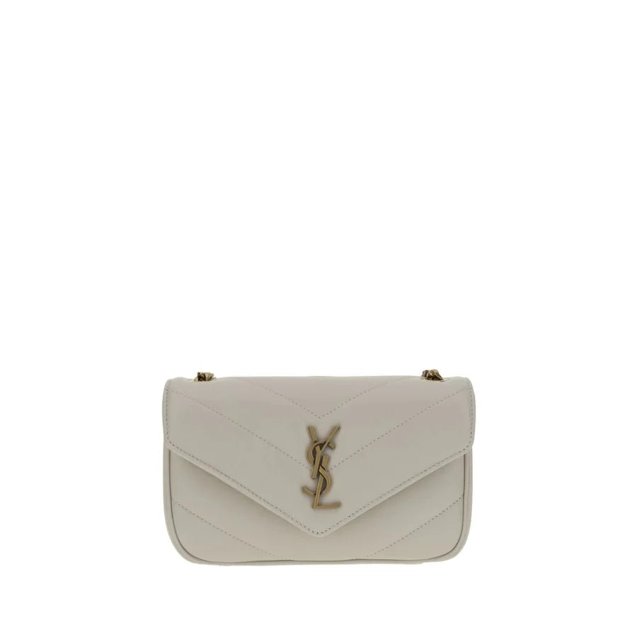 Saint Laurent White Lamb Ovis Aries Shoulder Bag