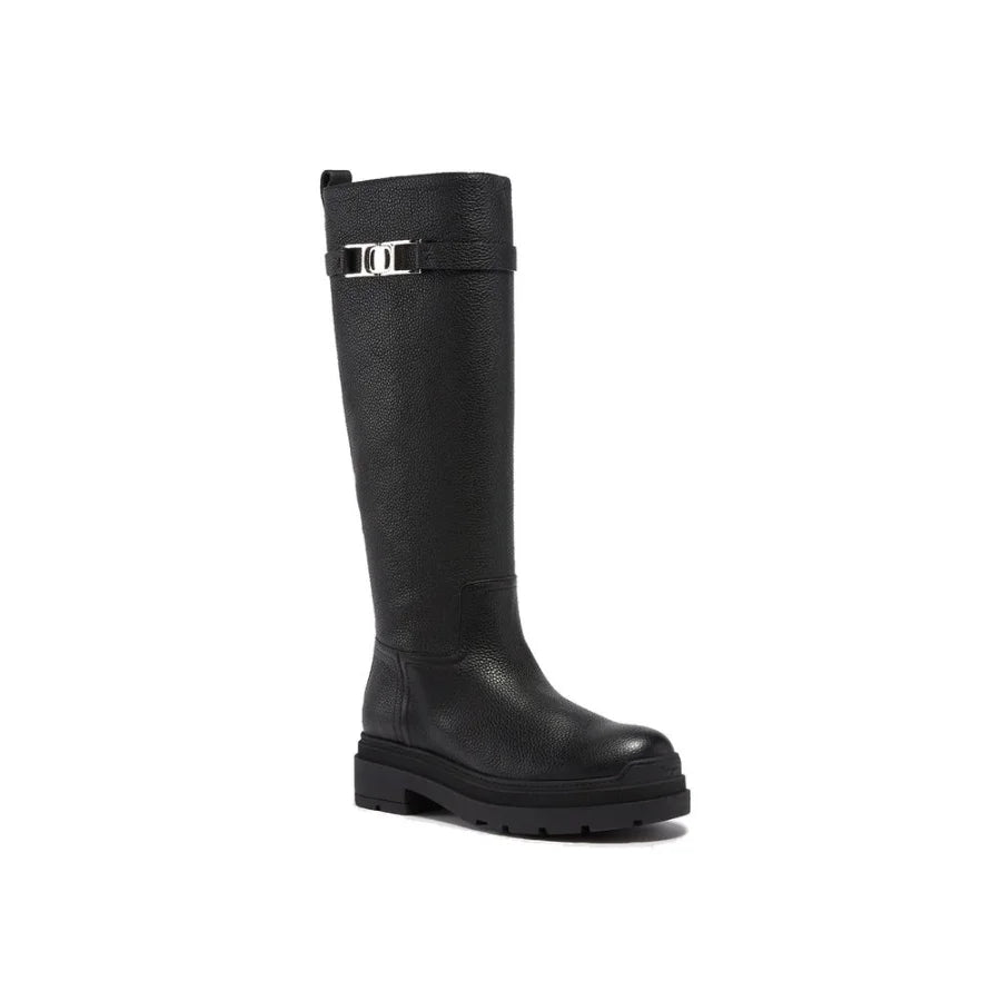 Salvatore Ferragamo Black Calfskin Over The Knee