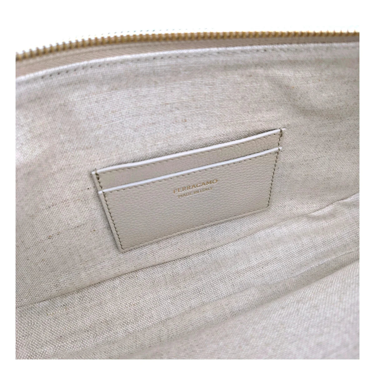 Salvatore Ferragamo Code F84817 Leather Gray Shoulder Bag with Front Logo