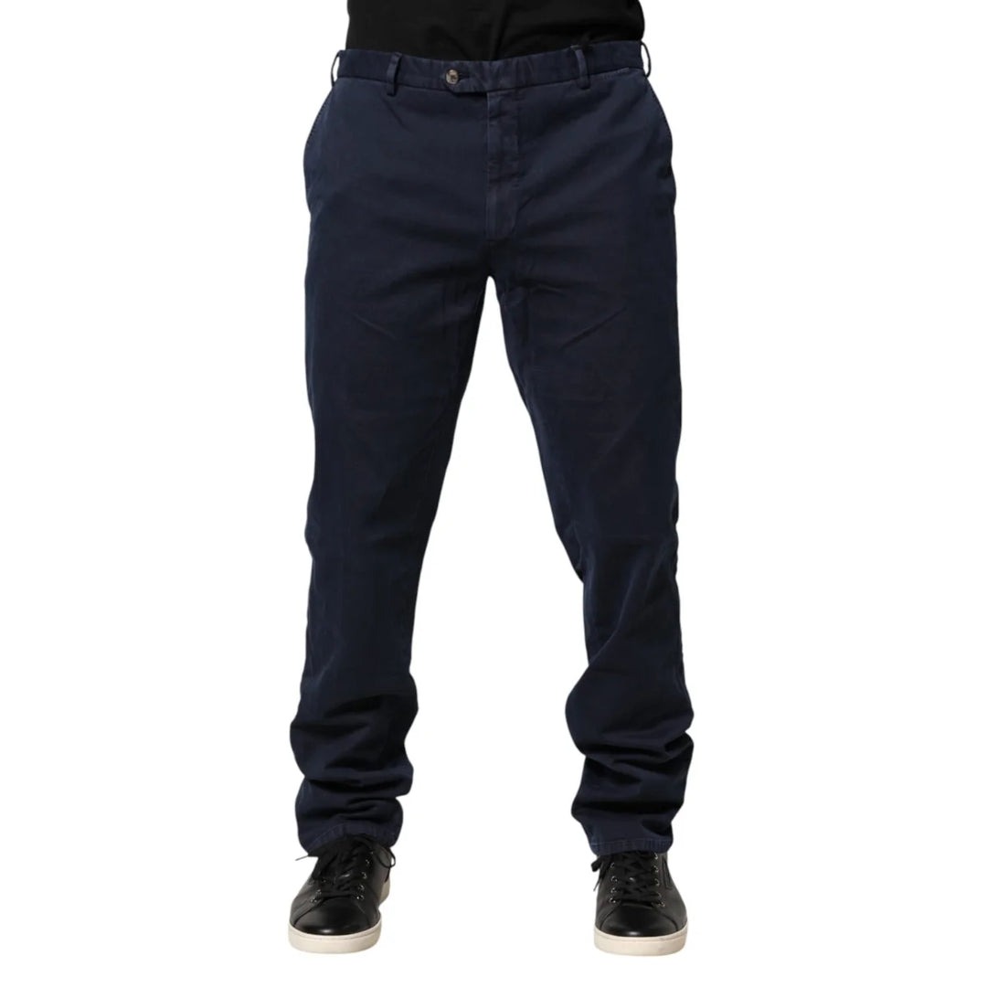 SANTANIELLO Mid Waist Dark Blue Skinny Fit Pants for Effortless Style Santaniello