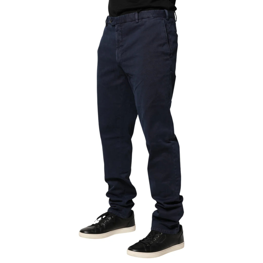 SANTANIELLO Mid Waist Dark Blue Skinny Fit Pants for Effortless Style Santaniello