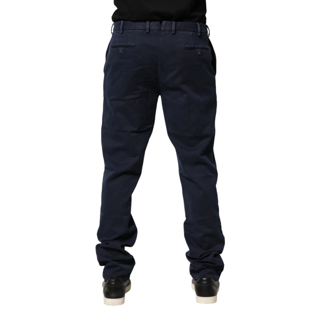 SANTANIELLO Mid Waist Dark Blue Skinny Fit Pants for Effortless Style Santaniello