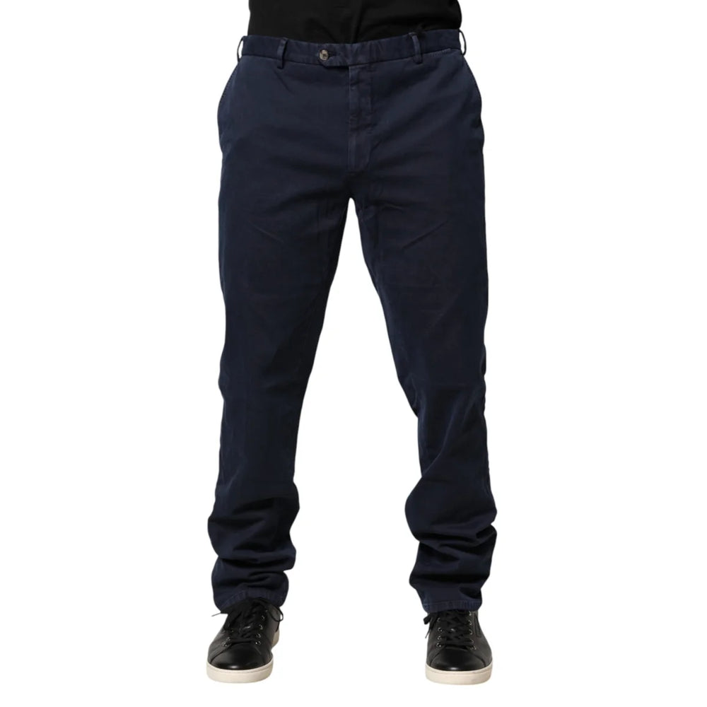 SANTANIELLO Mid Waist Dark Blue Skinny Fit Pants for Effortless Style Santaniello