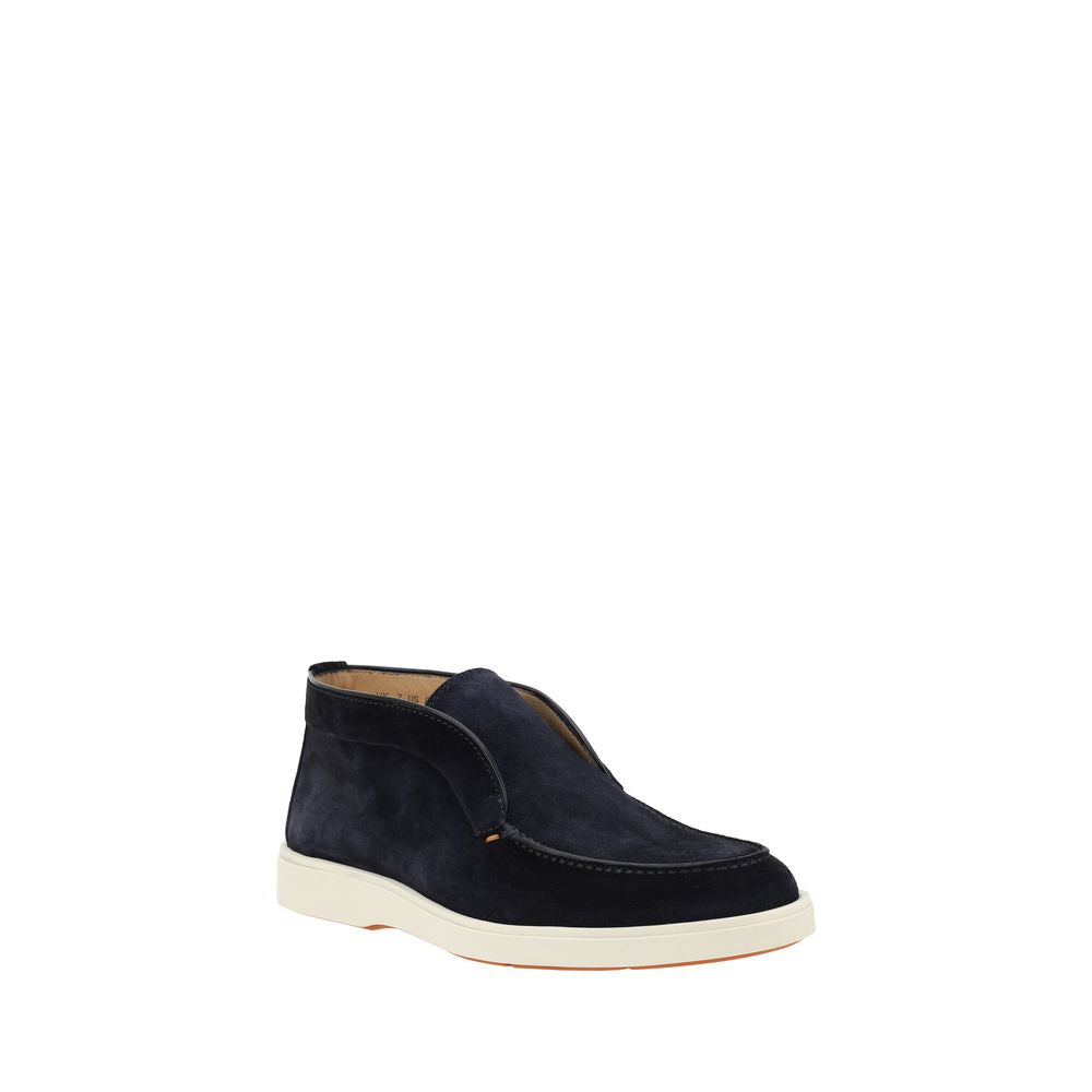 Santoni Blue Calf Leather Bos Taurus Ankle Boots