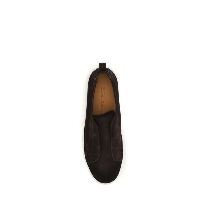 Santoni Brown Calf Leather Bos Taurus Sneakers
