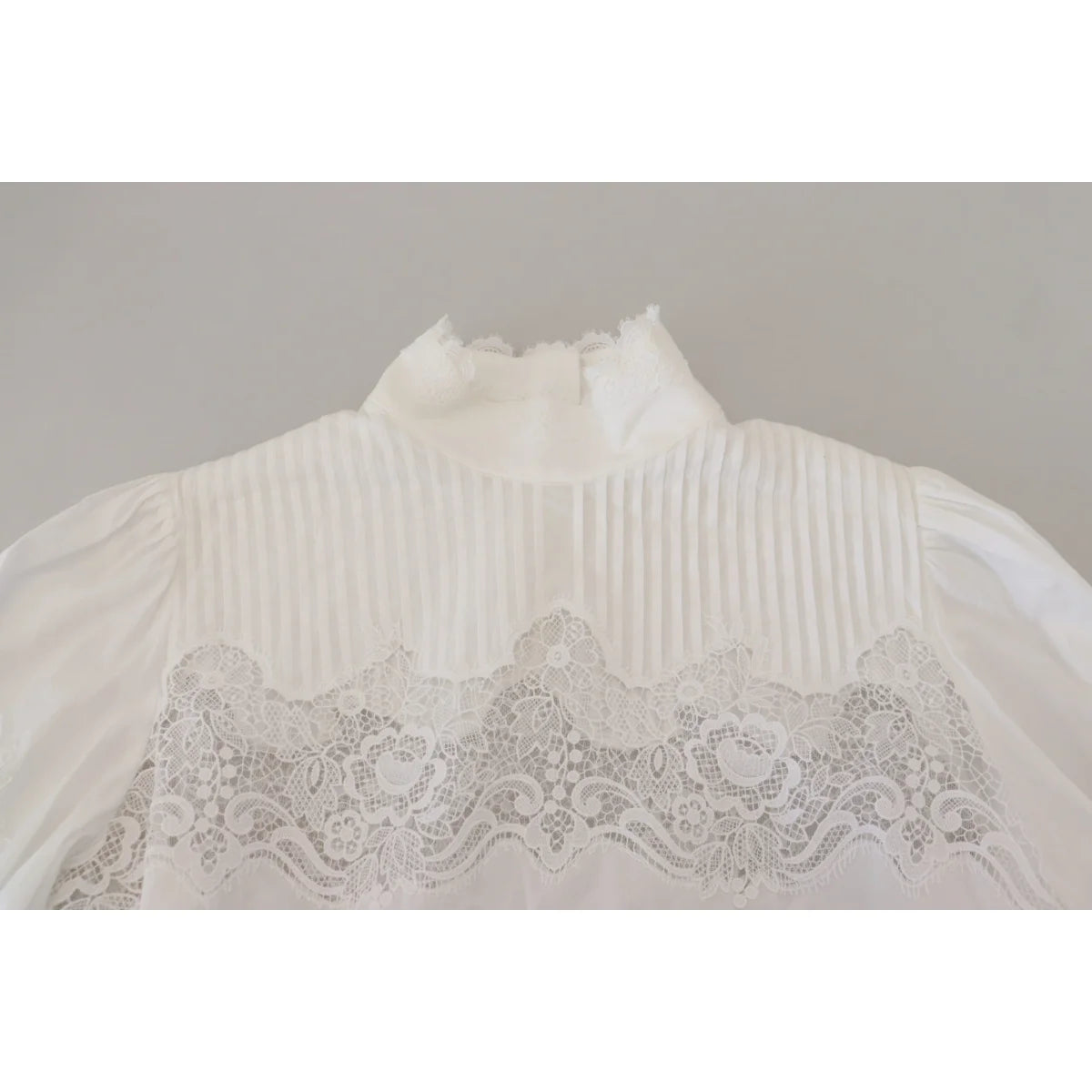 Seductive Elegance Dolce Gabbana White Lace Trim Blouse &
