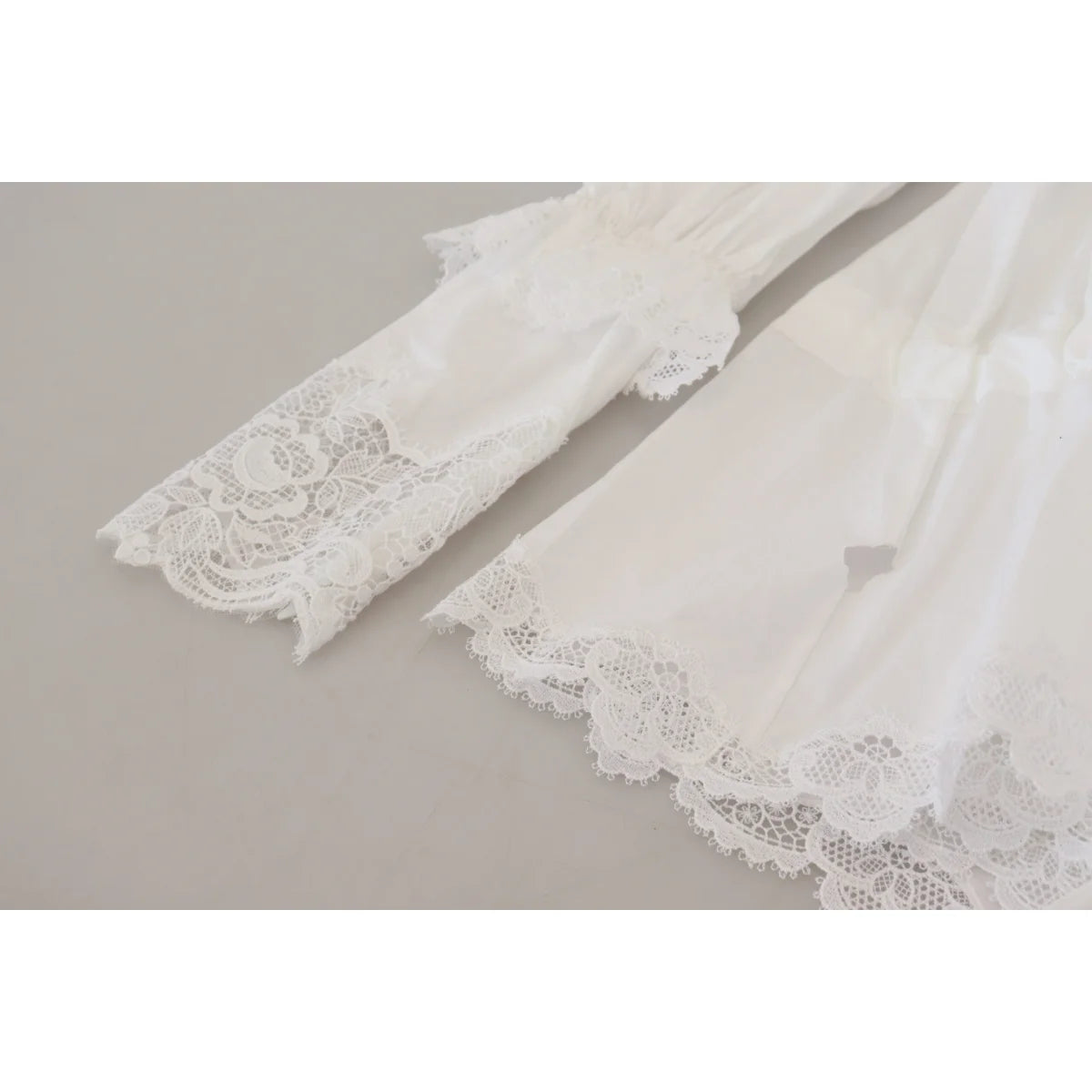 Seductive Elegance Dolce Gabbana White Lace Trim Blouse &