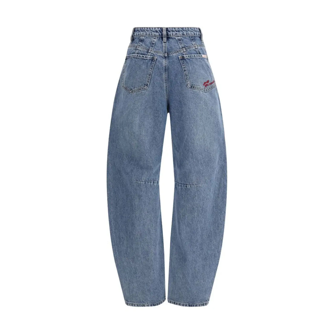Self-portrait Blue Cotton Relaxed Fit Jeans