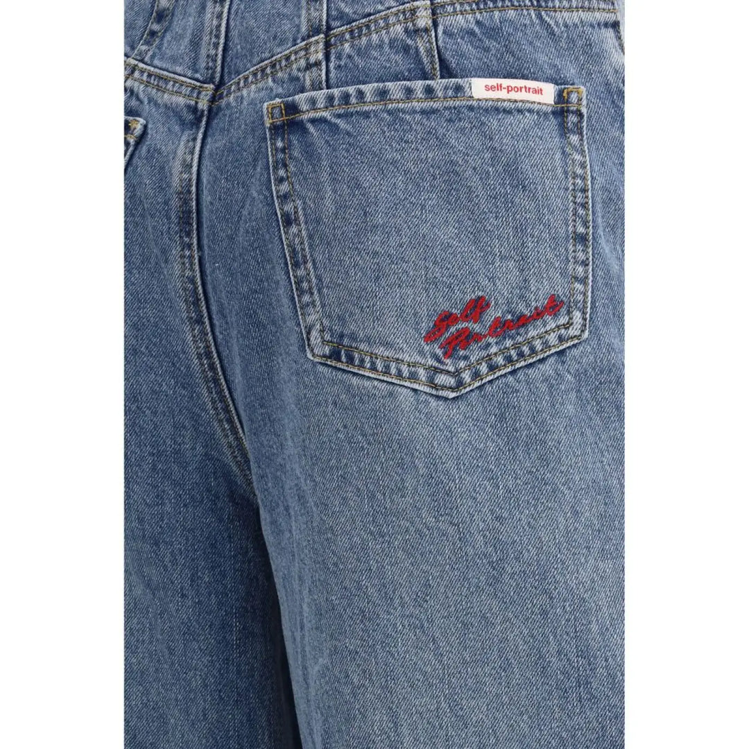 Self-portrait Blue Cotton Relaxed Fit Jeans