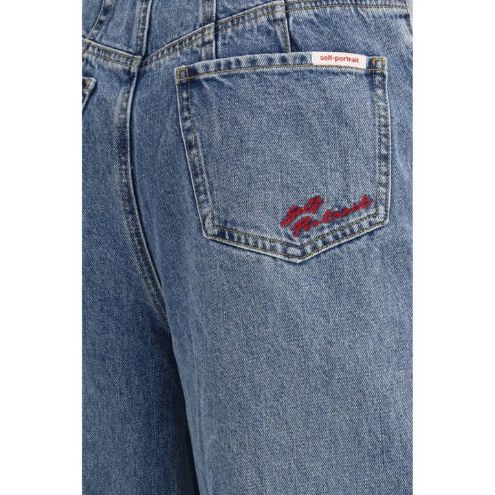 Self-portrait Blue Cotton Relaxed Fit Jeans