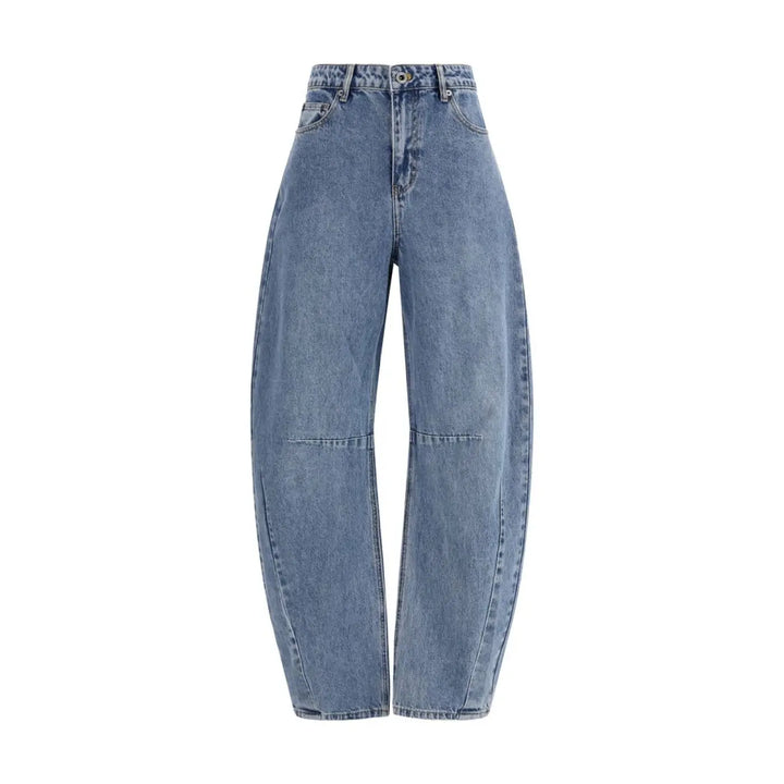 Self-portrait Blue Cotton Relaxed Fit Jeans