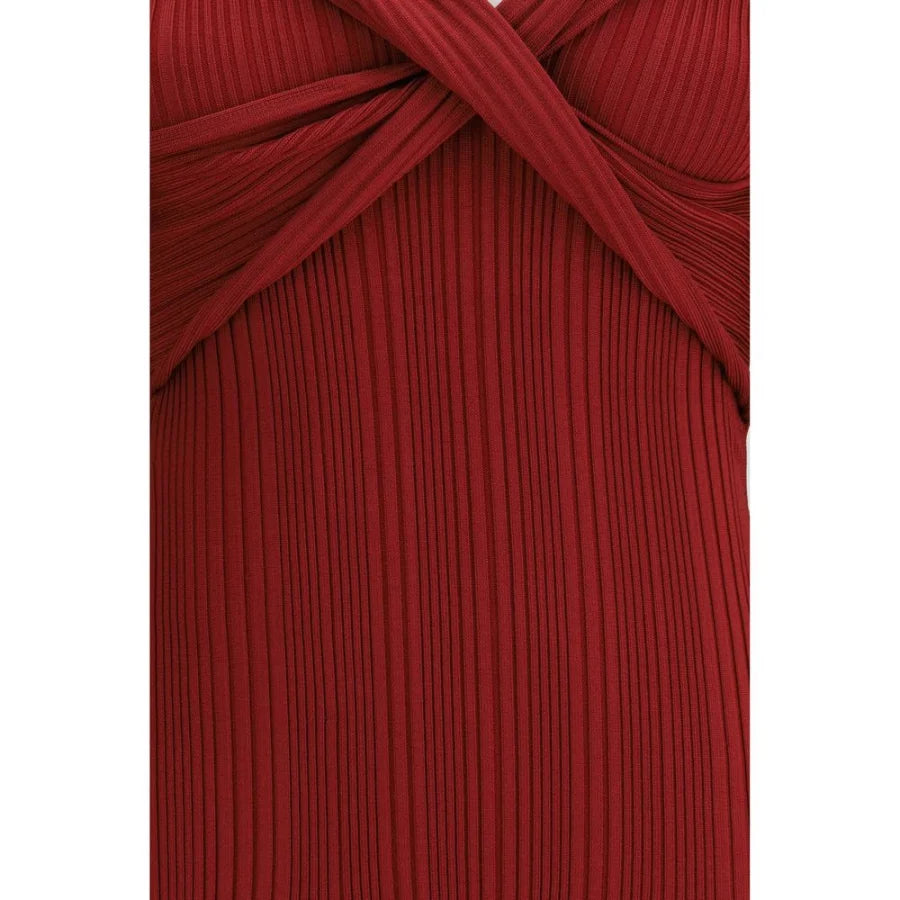 Self-Portrait Bordeaux Viscose Casual Dress