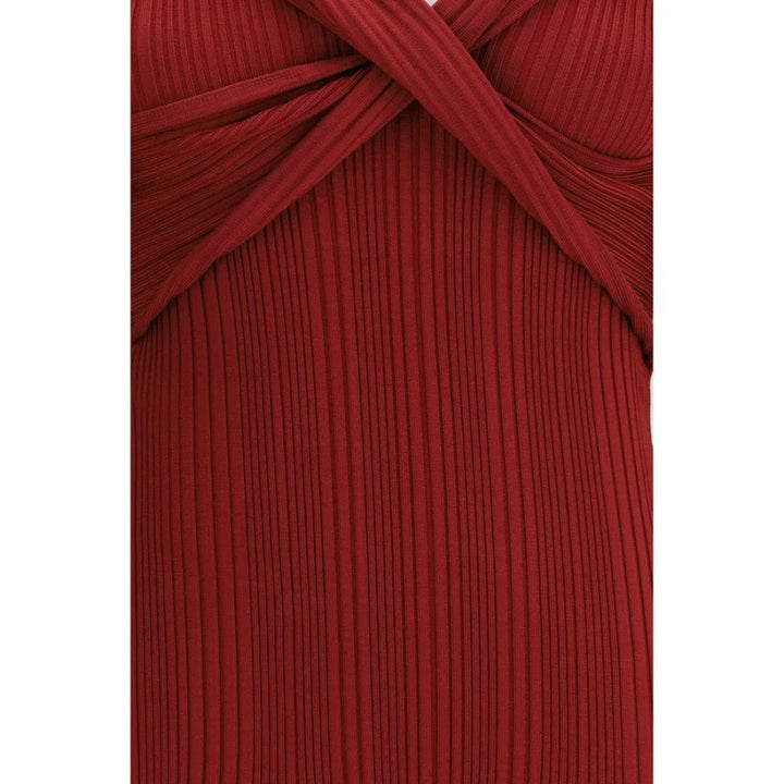 Self-Portrait Bordeaux Viscose Casual Dress