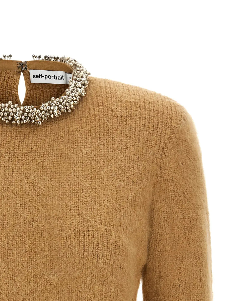 Self-portrait Brown Polyester Cardigan
