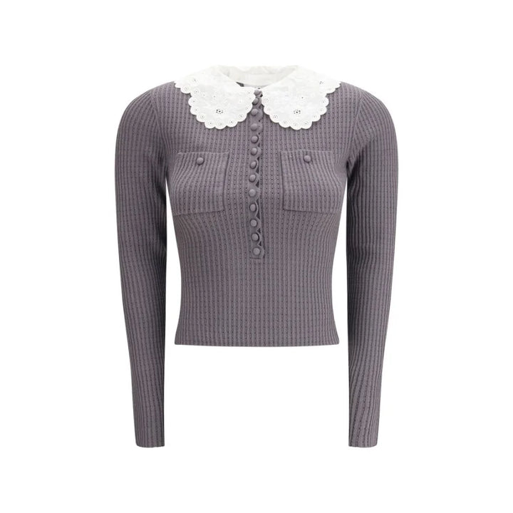 Self-Portrait Gray Viscose Shirt