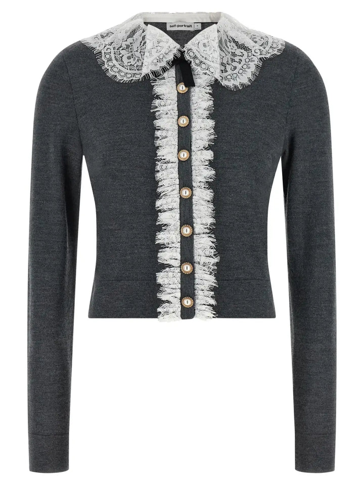 Self-portrait Gray Wool Cardigan