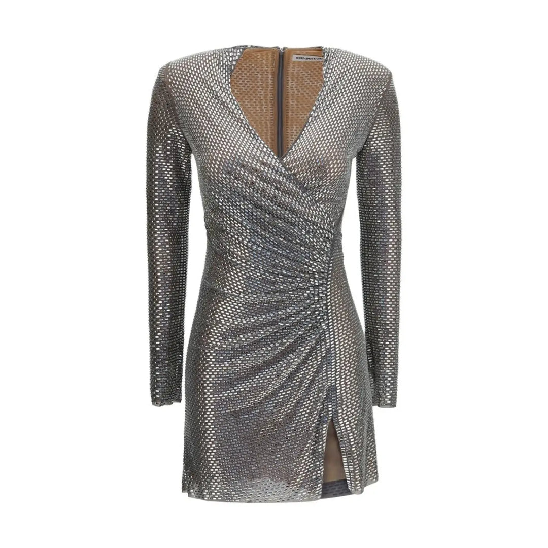 Self-portrait Silver Polyester Cocktail Dress