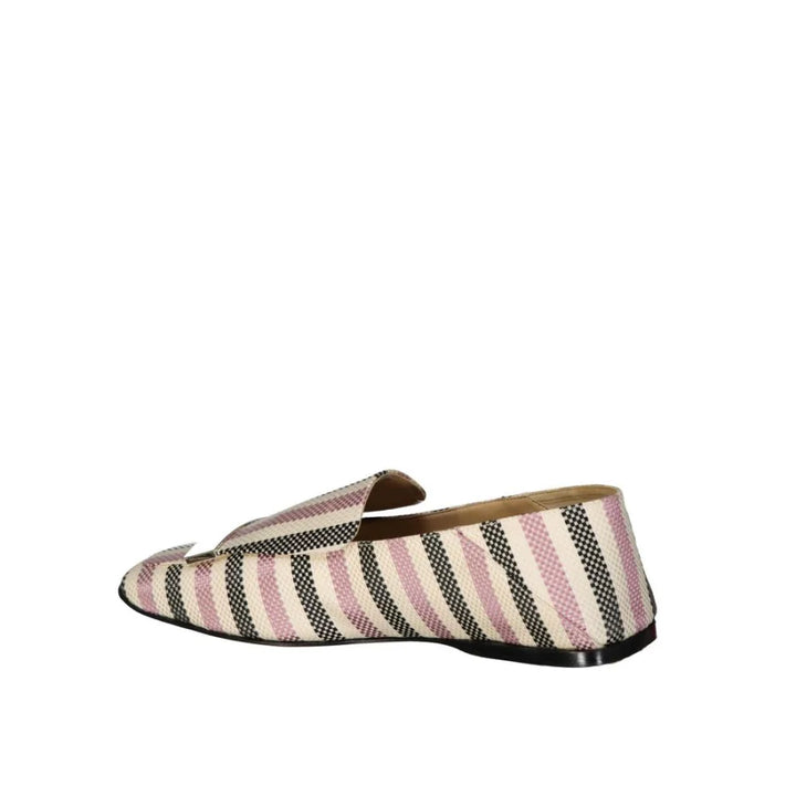 Sergio Rossi White Fabric Slip-On Loafers