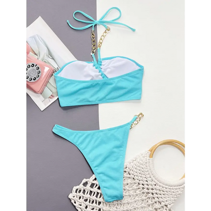 Sexy Grommet Tie Two-Piece Swimsuit: Beach Ready Style Trendsi