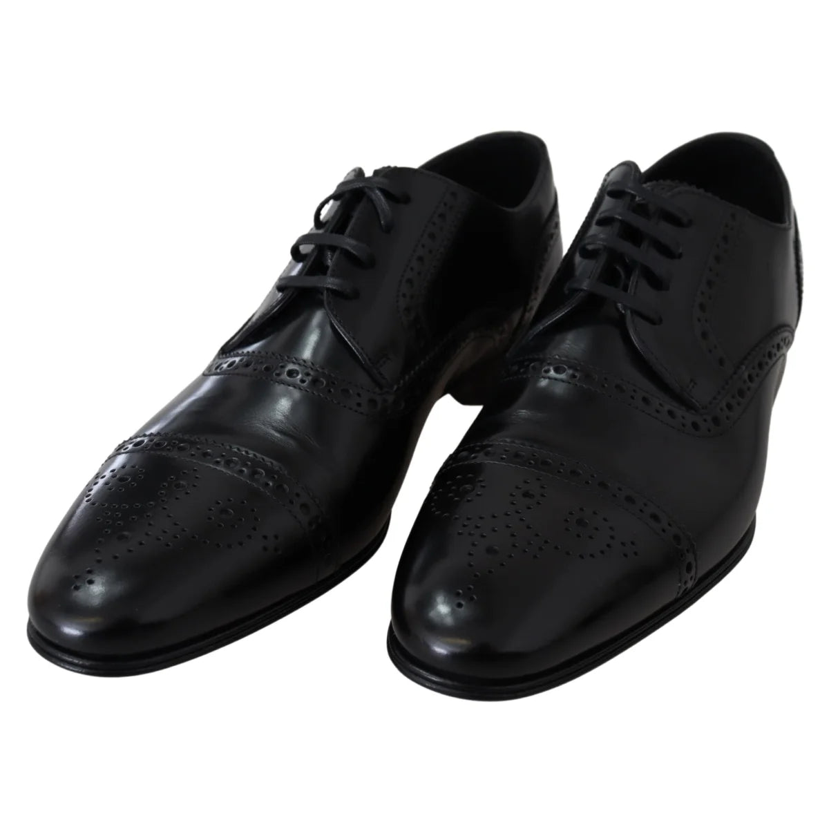 Show Stopping Dolce Gabbana Black Derby Dress Shoes Italian Style &