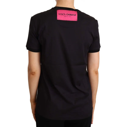 Showstopping Dolce Gabbana Black Tee with Bold Oversized Print &