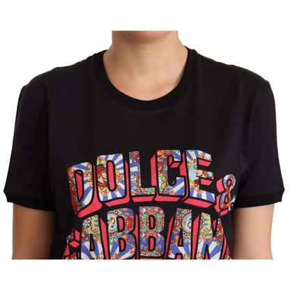 Showstopping Dolce Gabbana Black Tee with Bold Oversized Print &