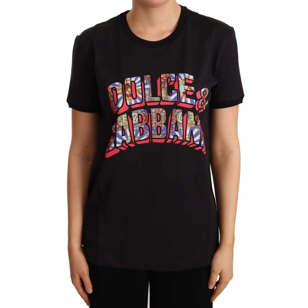 Showstopping Dolce Gabbana Black Tee with Bold Oversized Print &