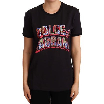 Showstopping Dolce Gabbana Black Tee with Bold Oversized Print &