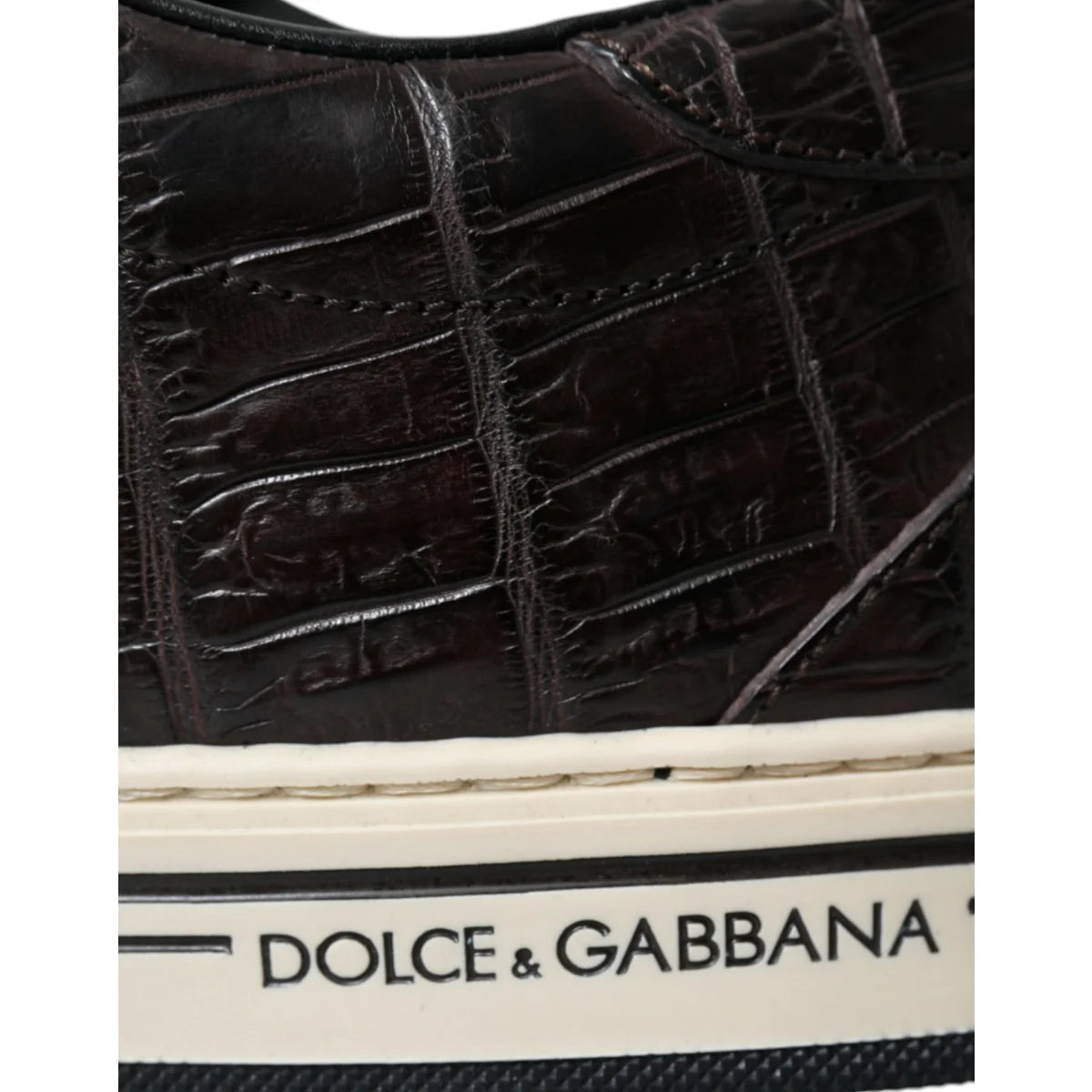 Showstopping Dolce Gabbana Crocodile Leather Brown Sneakers &