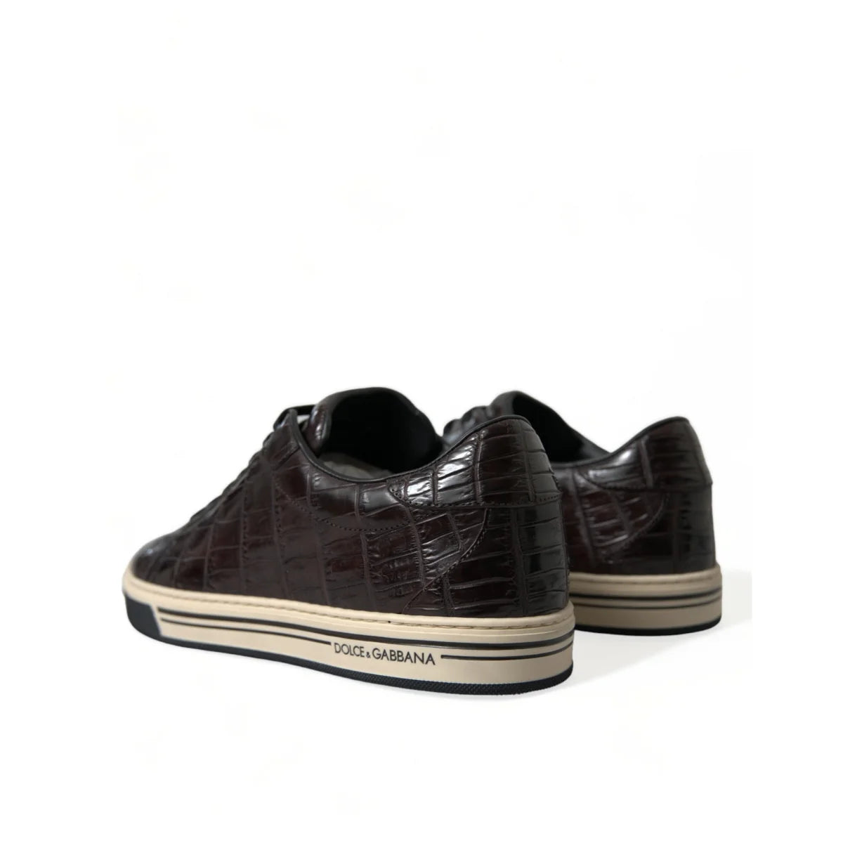 Showstopping Dolce Gabbana Crocodile Leather Brown Sneakers &