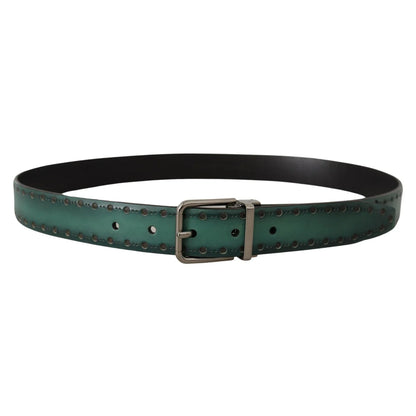 Showstopping Dolce & Gabbana Giotte Leather Belt Silver Tone Buckle